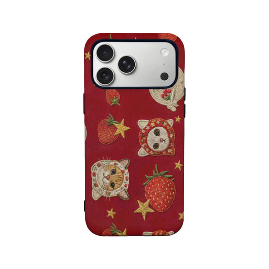 Cute Cat and Strawberry Pattern Phone Case