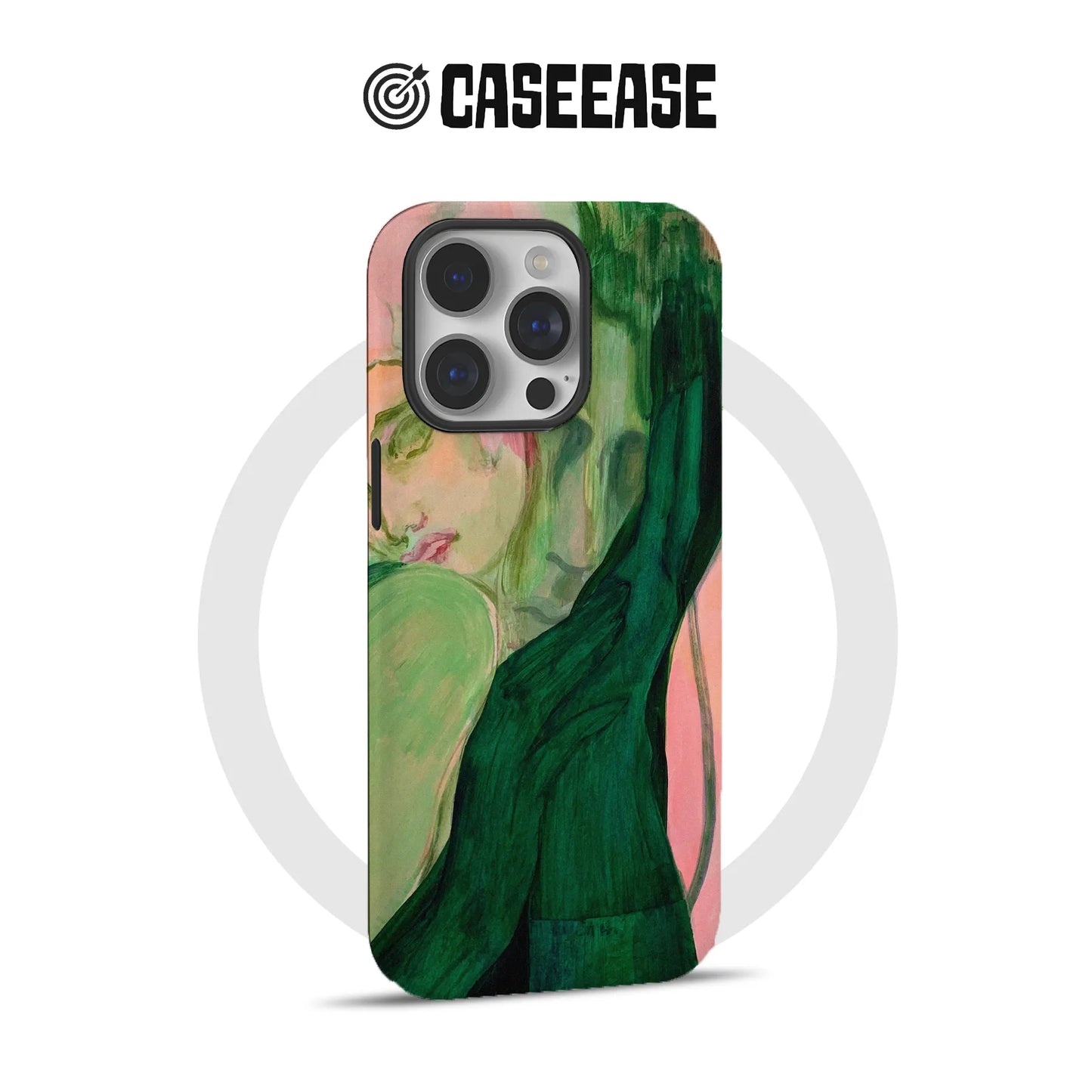 Funda para teléfono con diseño artístico de mujer verde