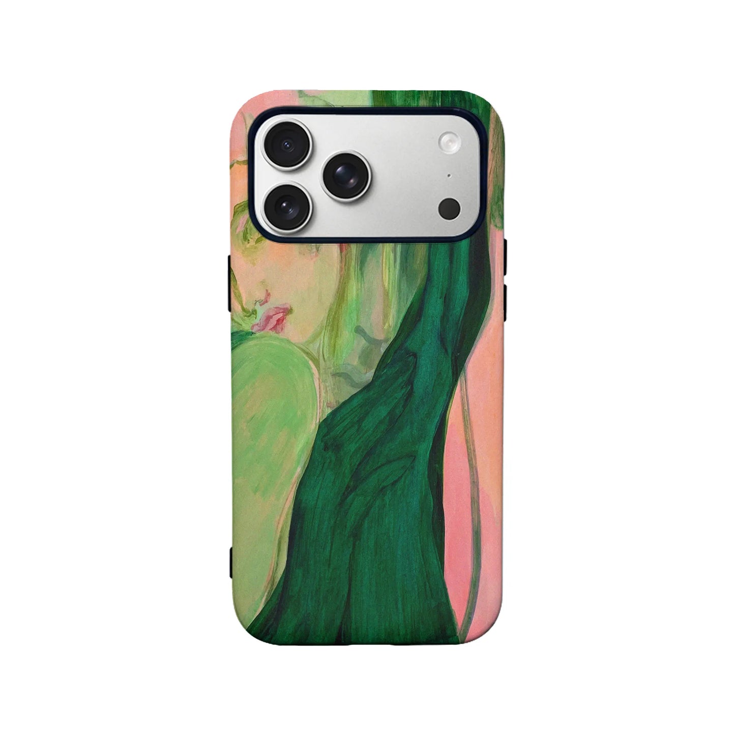 Funda para teléfono con diseño artístico de mujer verde