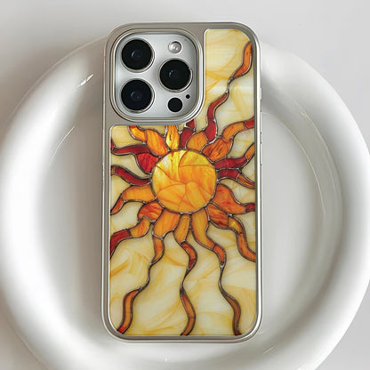 Holographic Chrome Sun Phone Case - Stained Glass Design & Vibrant Colors