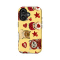 Bonita funda para teléfono con gato y fresa