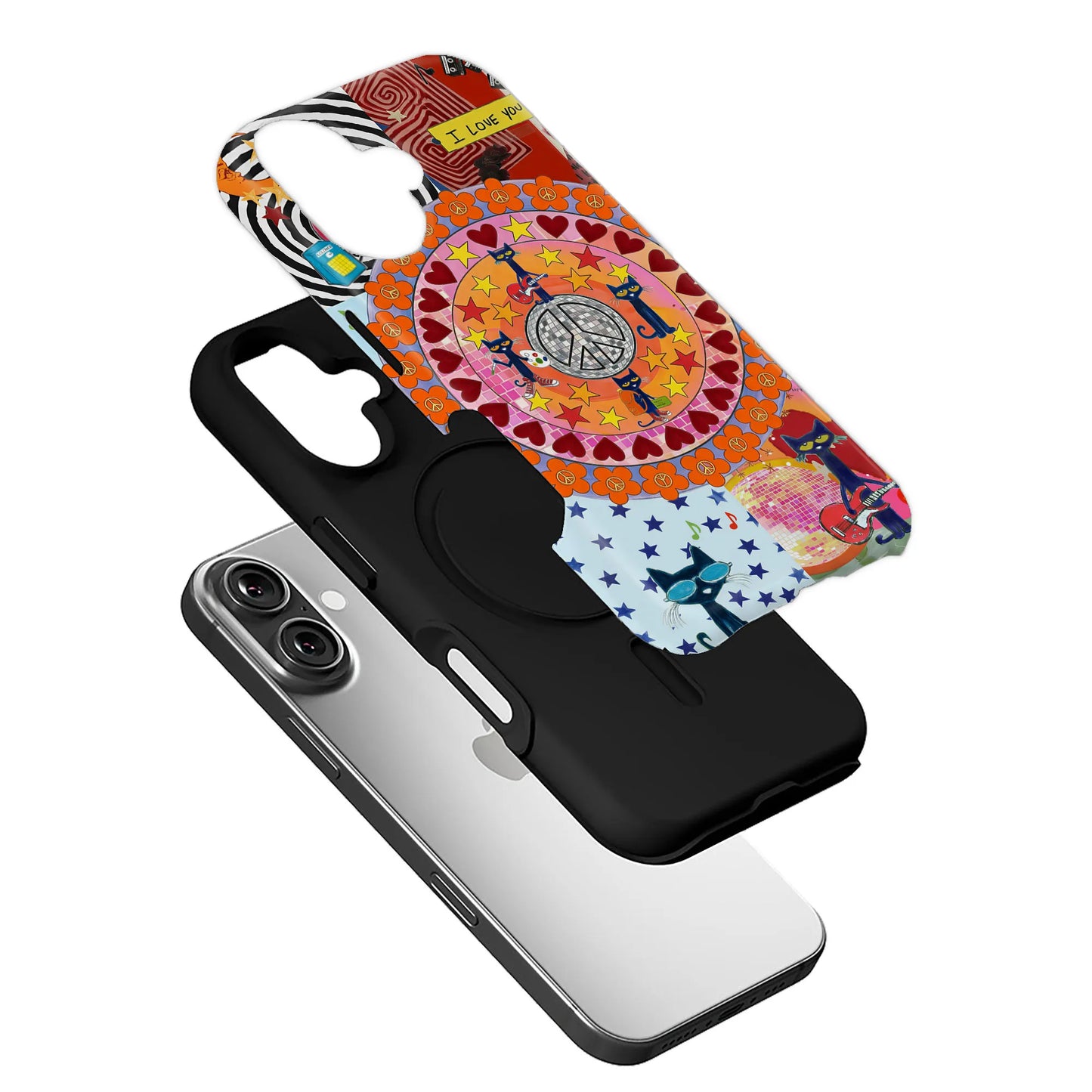 Colorful Cat Peace Sign Phone Case