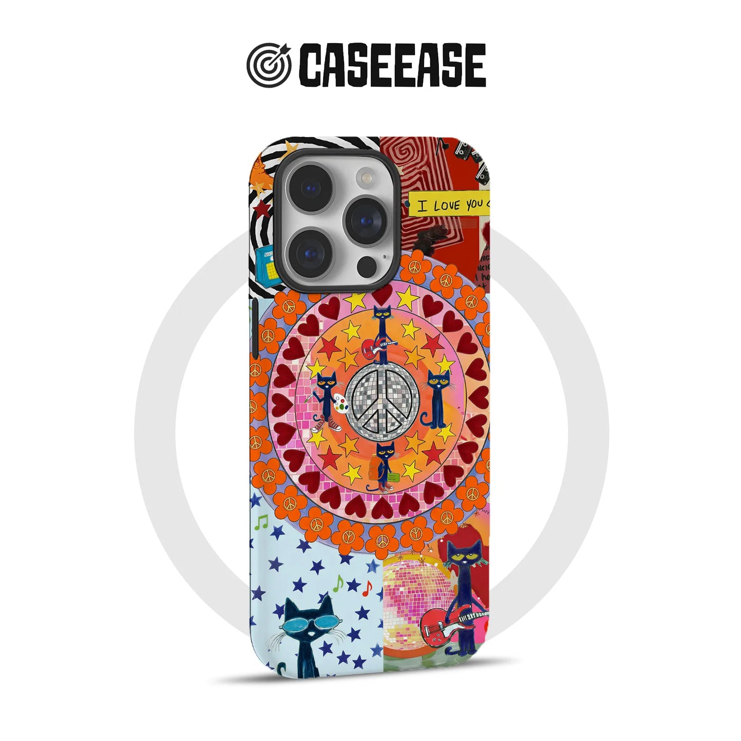 Colorful Cat Peace Sign Phone Case