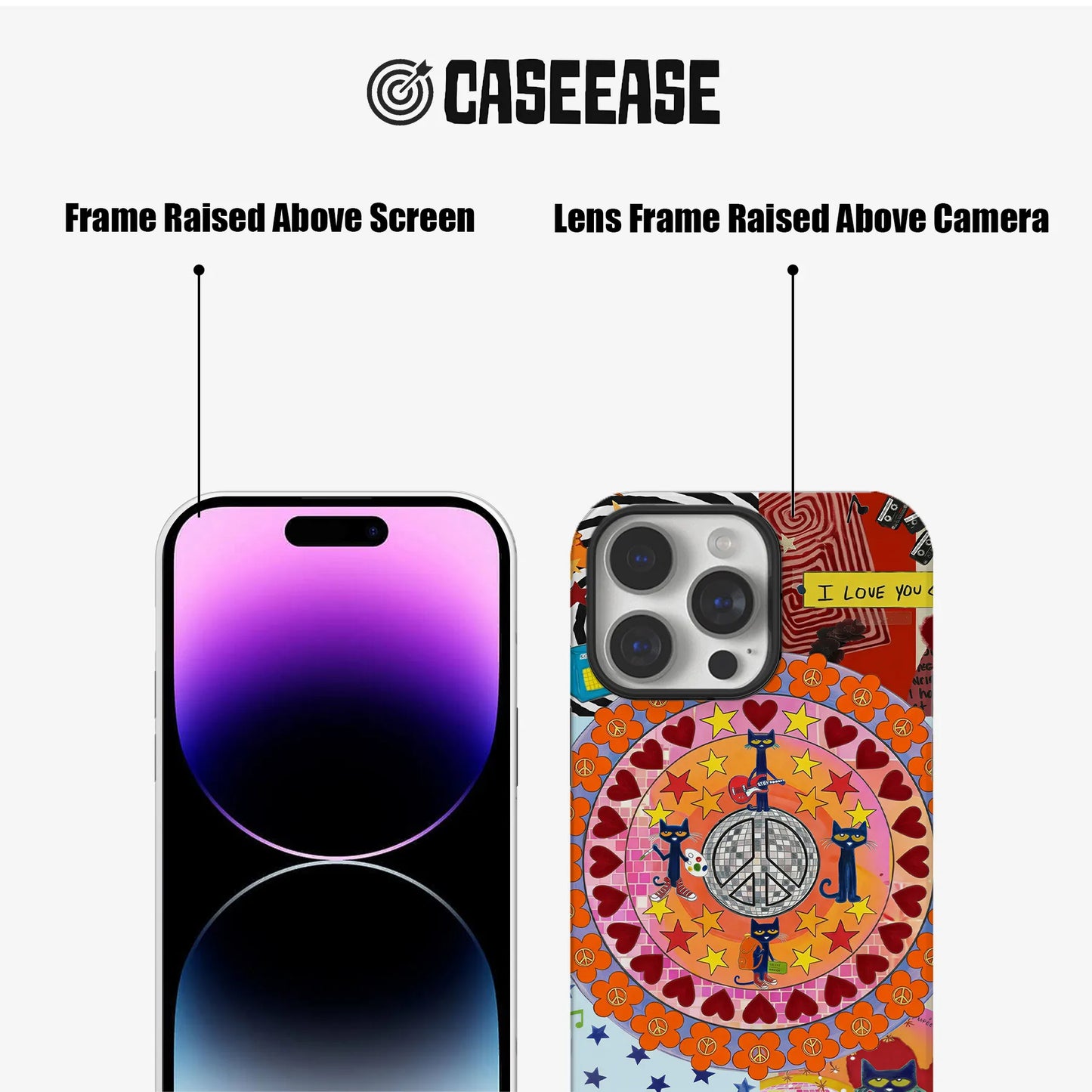 Colorful Cat Peace Sign Phone Case