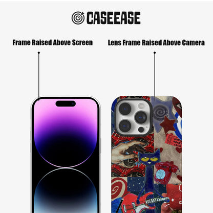 CASEEASE colorful phone case front and rear close-up showing raised screen and camera frames