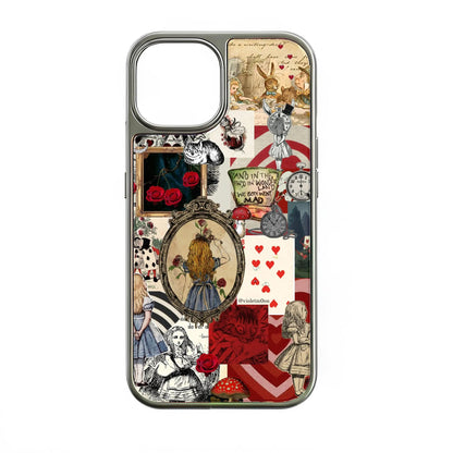 Holographic Chrome Alice in Wonderland Phone Case - Whimsical Design