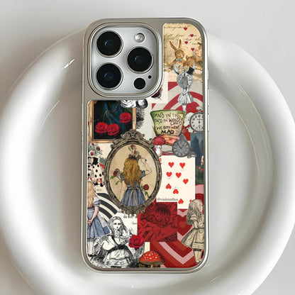 Holographic Chrome Alice in Wonderland Phone Case - Whimsical Design