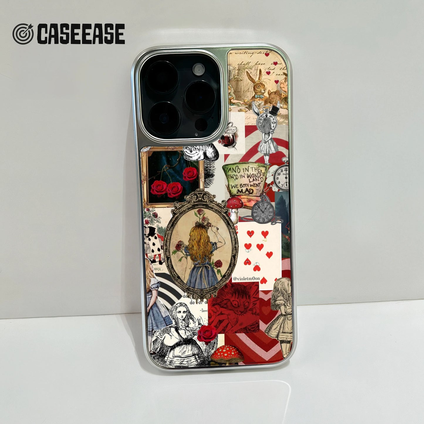 Holographic Chrome Alice in Wonderland Phone Case - Whimsical Design