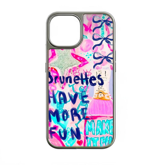 Holographic Chrome Brunettes Phone Case - Fun and Artistic Design