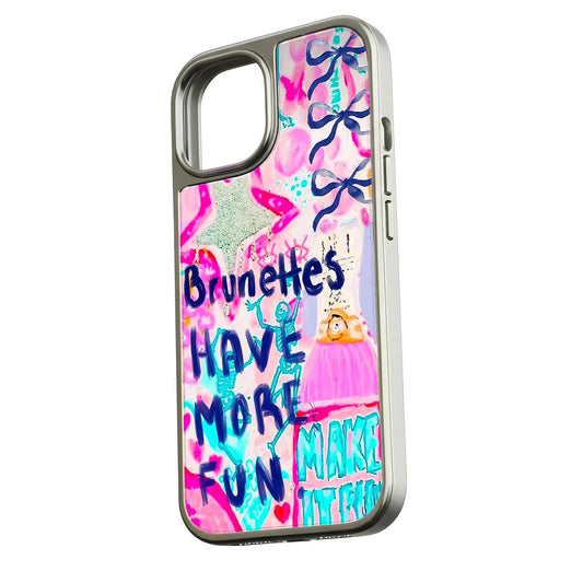 Holographic Chrome Brunettes Phone Case - Fun and Artistic Design