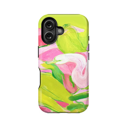Vibrant Floral Phone Case with Abstract Art