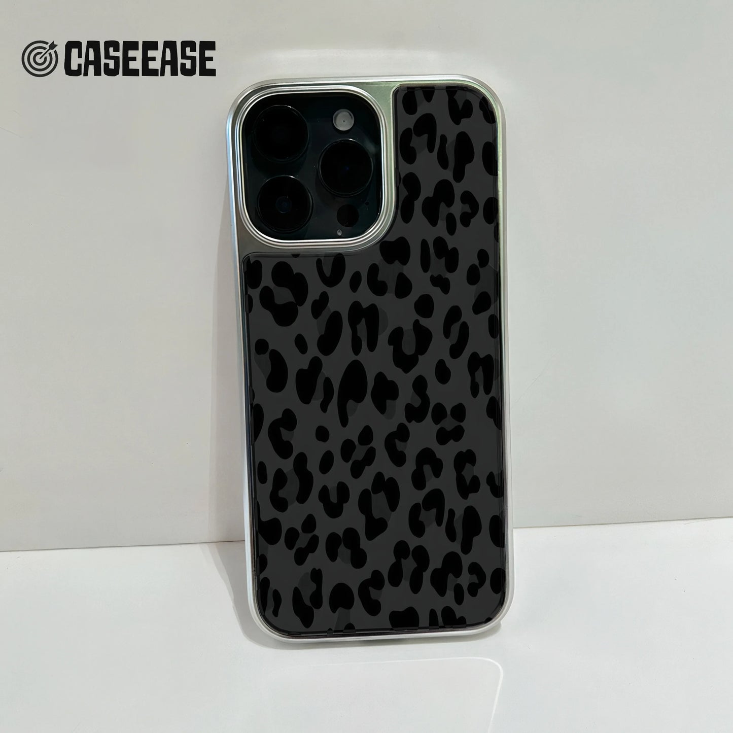 Holographic Chrome Leopard Print Phone Case for iPhone 14 Pro - Stylish and Durable