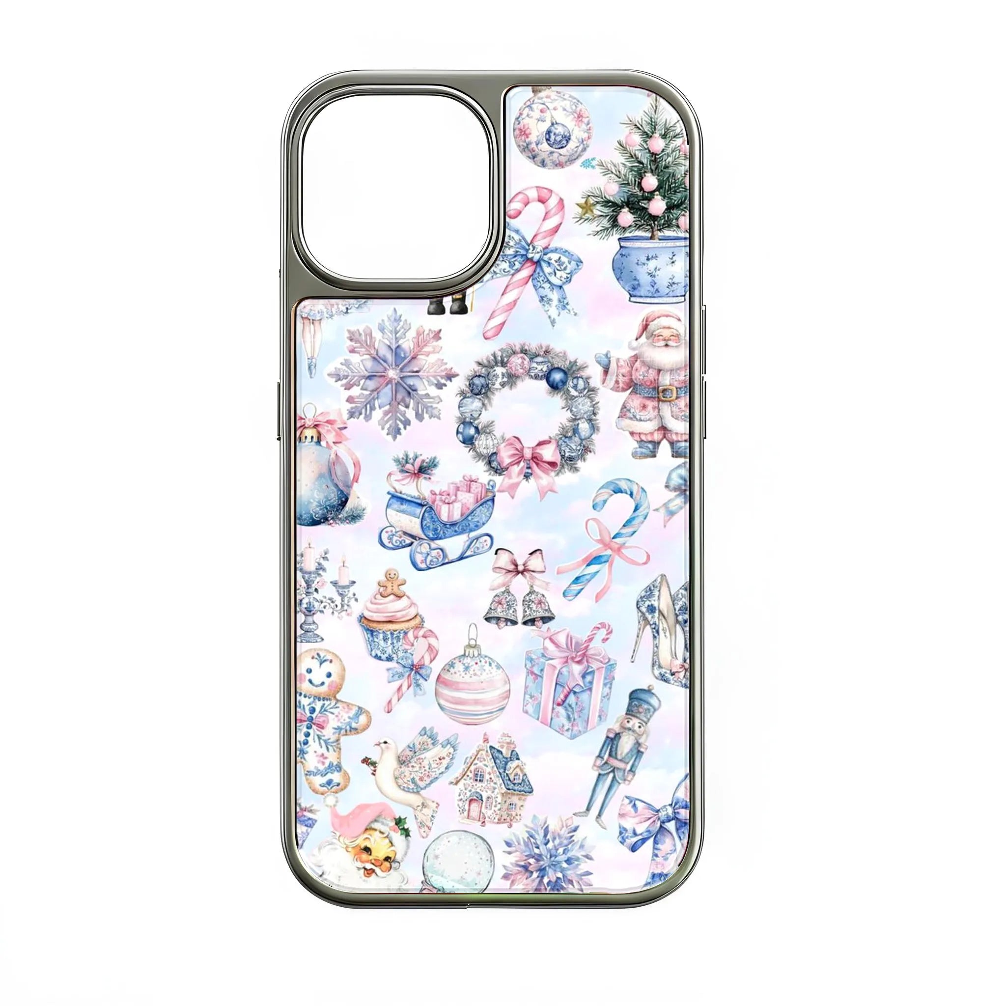Holographic Chrome Christmas Phone Case - Festive Holiday Print
