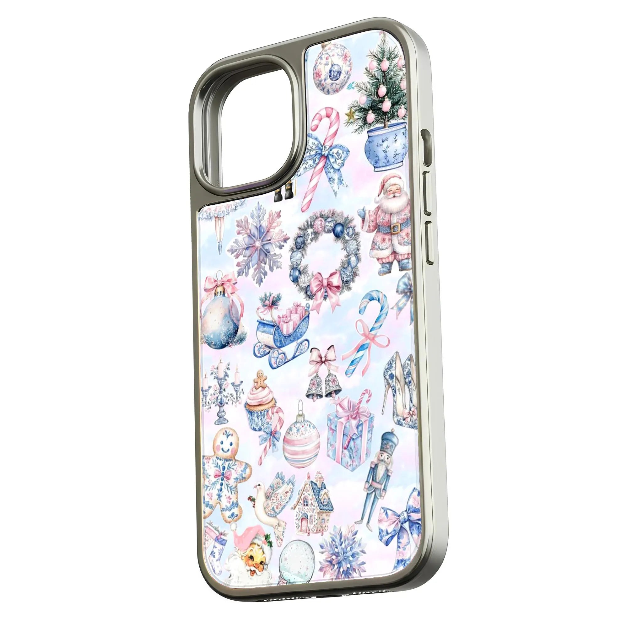 Holographic Chrome Christmas Phone Case - Festive Holiday Print