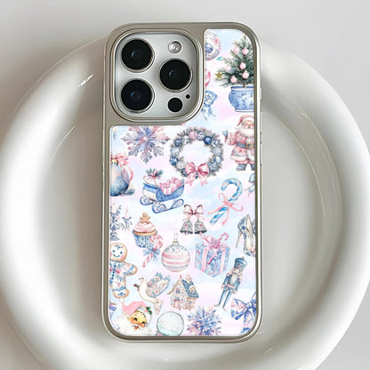 Funda navideña holográfica cromada para teléfono - Estampado festivo