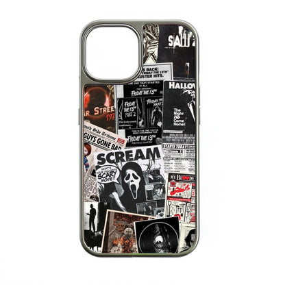 Funda para teléfono holográfica cromada de película de terror: diseño retro y protección duradera