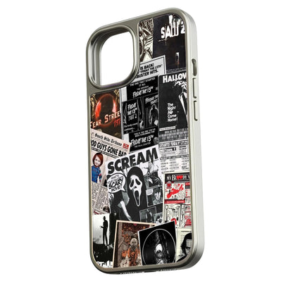 Funda para teléfono holográfica cromada de película de terror: diseño retro y protección duradera