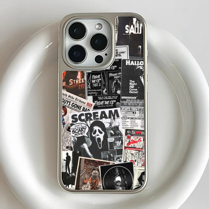 Funda para teléfono holográfica cromada de película de terror: diseño retro y protección duradera