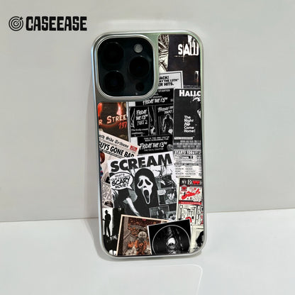 Funda para teléfono holográfica cromada de película de terror: diseño retro y protección duradera