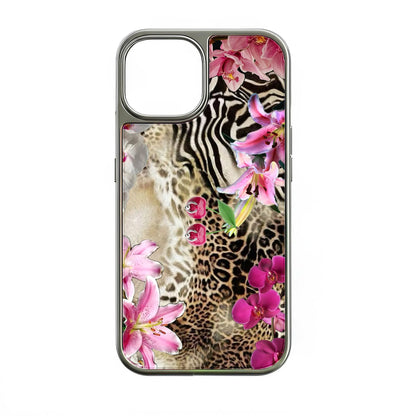 Exotic Floral Pattern Holographic Chrome Phone Case - Nature Meets Style