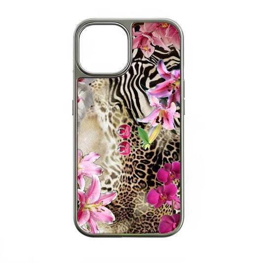 Exotic Floral Pattern Holographic Chrome Phone Case - Nature Meets Style