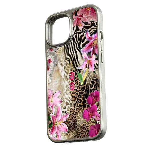 Exotic Floral Pattern Holographic Chrome Phone Case - Nature Meets Style