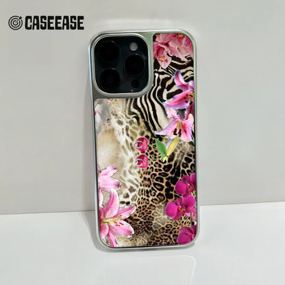 Exotic Floral Pattern Holographic Chrome Phone Case - Nature Meets Style