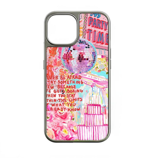 Holographic Chrome Party Time Phone Case - Colorful Disco Design