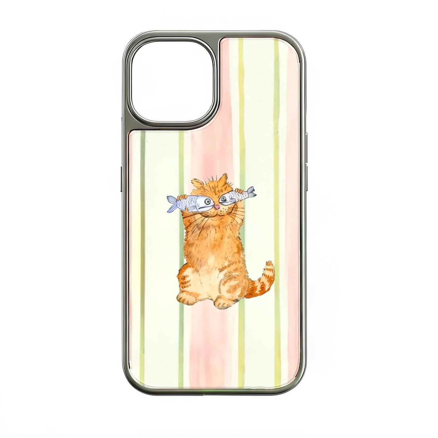 Holographic Chrome Cat Phone Case - Whimsical Design & Metallic