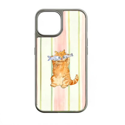 Holographic Chrome Cat Phone Case - Whimsical Design & Metallic