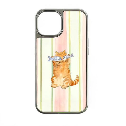 Holographic Chrome Cat Phone Case - Whimsical Design & Metallic