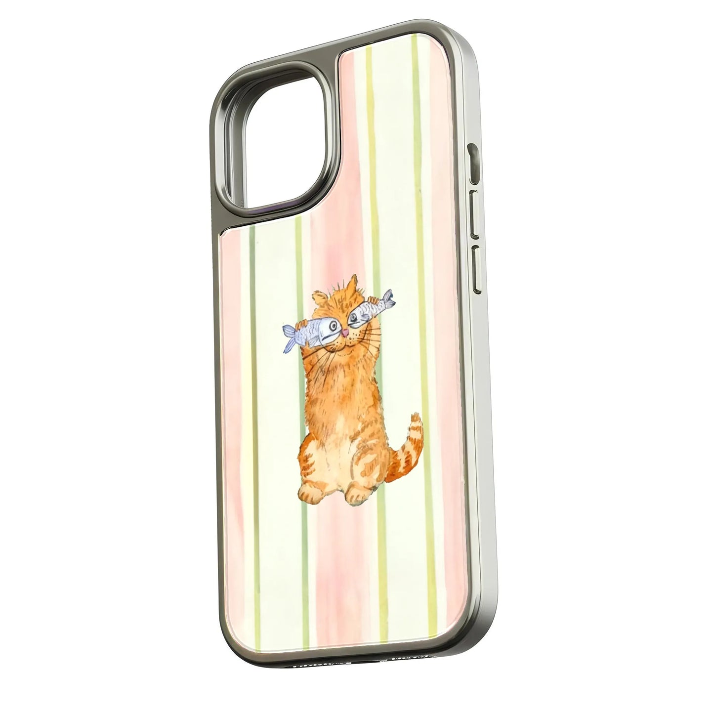 Holographic Chrome Cat Phone Case - Whimsical Design & Metallic