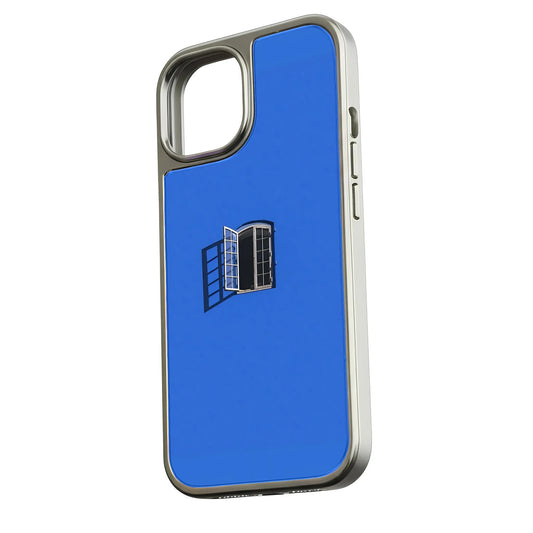 Holographic Chrome iPhone 14 Pro Case - Blue Window Design