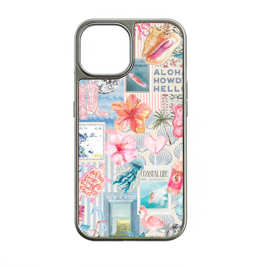 Holographic Chrome Coastal Phone Case - Beach Vibes & Colorful Design