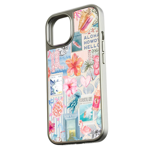 Holographic Chrome Coastal Phone Case - Beach Vibes & Colorful Design