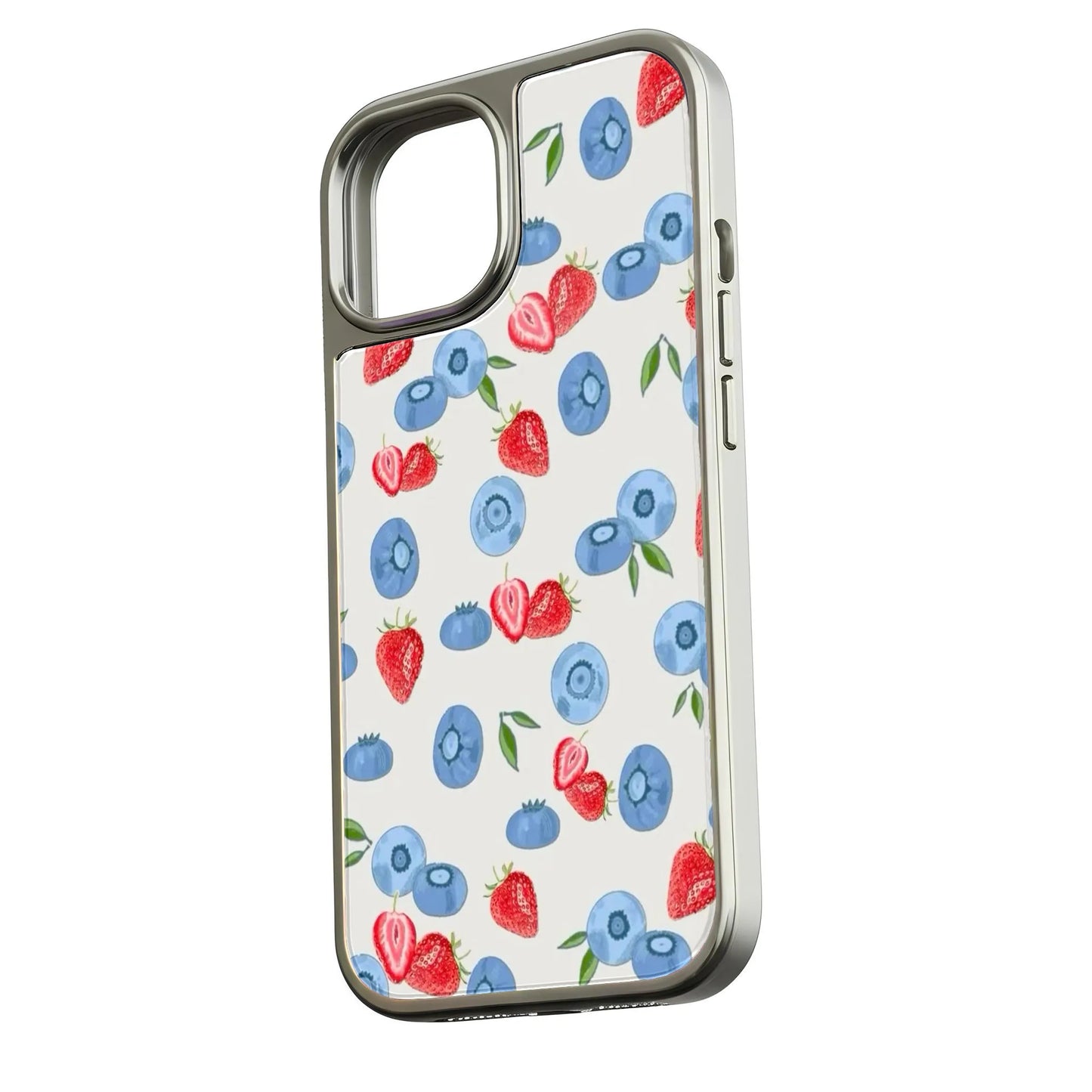 Funda holográfica para teléfono con diseño de bayas y cromo: elegante diseño de frutas