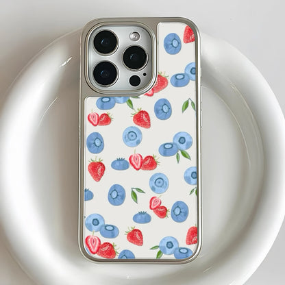 Funda holográfica para teléfono con diseño de bayas y cromo: elegante diseño de frutas