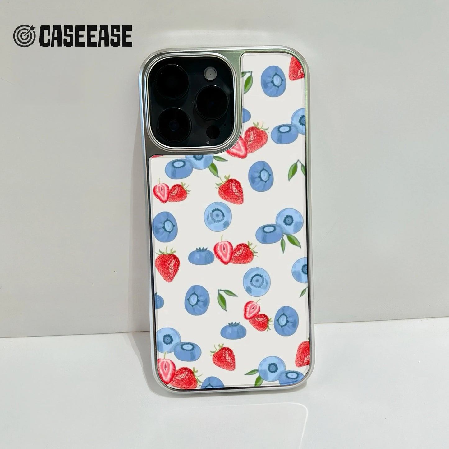 Funda holográfica para teléfono con diseño de bayas y cromo: elegante diseño de frutas