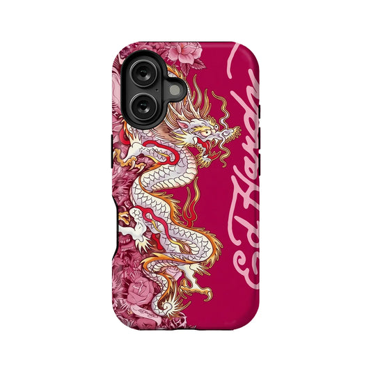 Ed Hardy White Dragon Floral Phone Case for iPhone