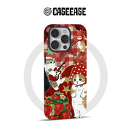 Bonita funda para teléfono con diseño de gato y fresa