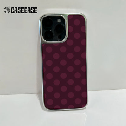 Holographic Chrome Polka Dot Phone Case - Stylish Burgundy Design