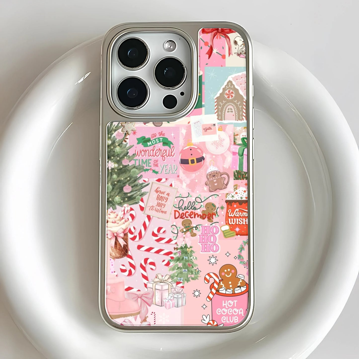 Funda holográfica para teléfono con diseño festivo y colores vibrantes