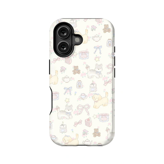 Adorable Cartoon Phone Case – Cats, Dogs, and Teddy Bear Design