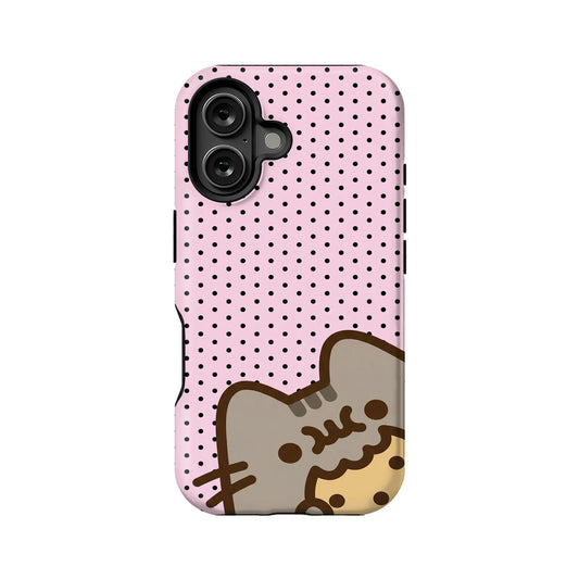 Cute Pusheen Cat Phone Case - Pink Polka Dot Design