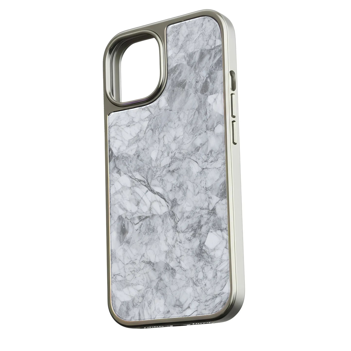 Holographic Chrome Marble Phone Case for iPhone 15 Pro - Elegant Stone Design