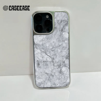 Holographic Chrome Marble Phone Case for iPhone 15 Pro - Elegant Stone Design