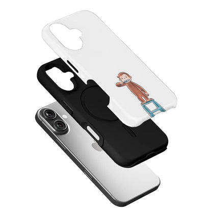 Funda para teléfono de George el curioso cepillándose los dientes
