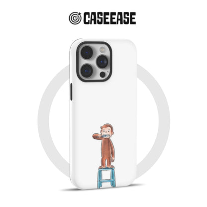 Funda para teléfono de George el curioso cepillándose los dientes