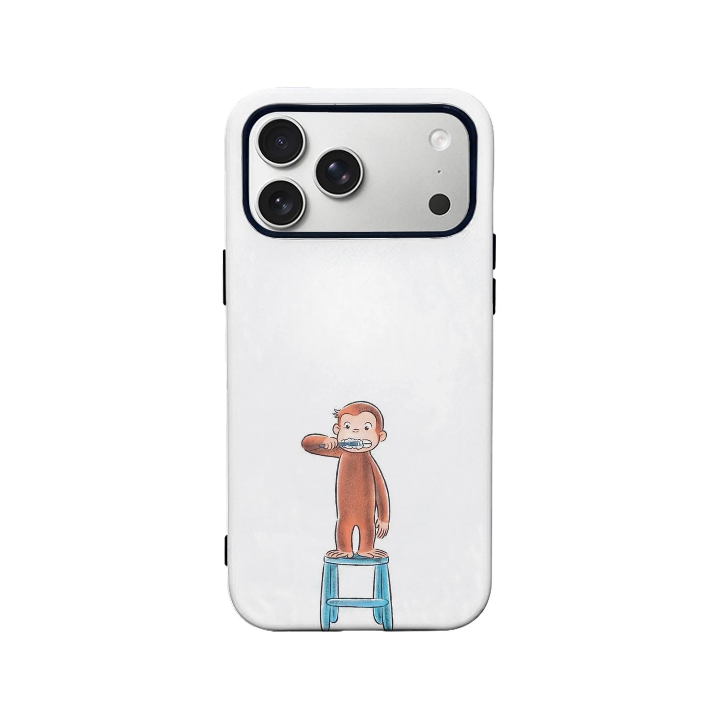 Funda para teléfono de George el curioso cepillándose los dientes