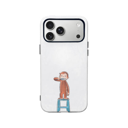 Funda para teléfono de George el curioso cepillándose los dientes